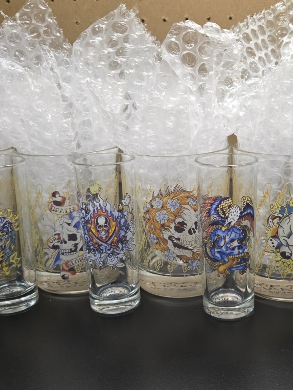 Vintage Ed Hardy High Ball And Shot Glass Set - Colorful Multi-Color